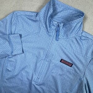 Vineyard Vines Shep Shirt Women XS Blue Excellent Geometric 1/4 Zip Pullover